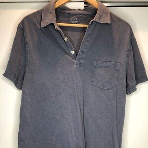 Mens J crew Garment Dyed Gray Polo Sz Large 100% Cotton